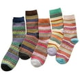 thumbnail image 1 of JeashCHAT 5 Pack Womens Socks Vintage Winter Soft Warm Cold Knit Wool Socks, 1 of 9