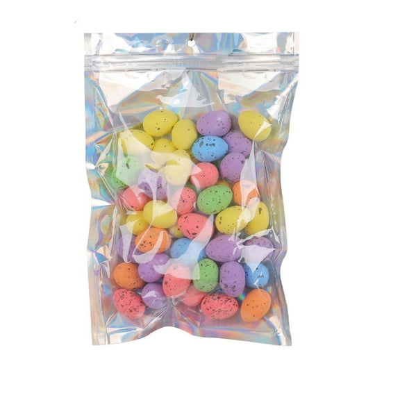 JeashCHAT 50 Pcs Artificial Bird Eggs Mini Plastic Easter Eggs for Easter Basket Stuffers Photo Props Crafts Garden Decor Easter Party Decorations