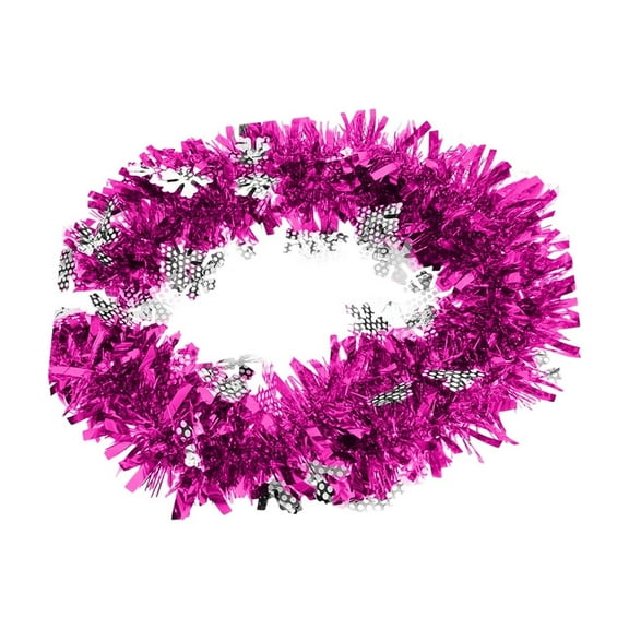 JeashCHAT 6.56 FT Christmas Decorations Snowflake Tinsel Garland Glitter Metallic Twist Garland for Christmas Tree Home Indoor Outdoor Holiday Xmas Birthday Party Supplies, Hot Pink