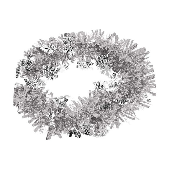 JeashCHAT 6.56 FT Christmas Decorations Snowflake Tinsel Garland Glitter Metallic Twist Garland for Christmas Tree Home Indoor Outdoor Holiday Xmas Birthday Party Supplies, Silver