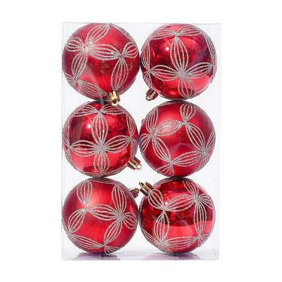 JeashCHAT 6 Pcs 3 Inch Christmas Tree Balls Ornaments, Colored Shatterproof Plastic Decorative Baubles Christmas Tree Decorations Xmas Wedding Holiday Party Decor