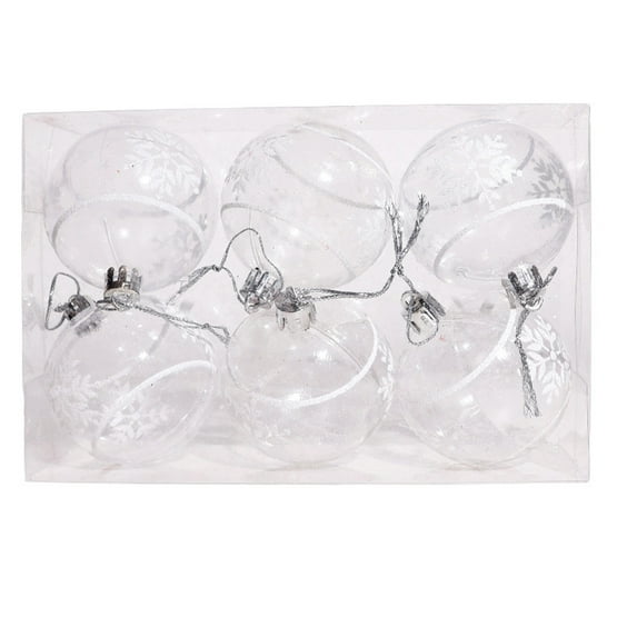 JeashCHAT 6 Pcs Clear Plastic Christmas Ball Ornaments, 60mm/2.36" Shatterproof Xmas Balls Baubles Set, Christmas Tree Hanging Decorations Wedding Party Supplies