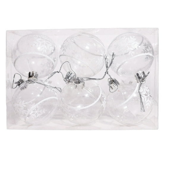 JeashCHAT 6 Pcs Clear Plastic Christmas Ball Ornaments, 60mm/2.36" Shatterproof Xmas Balls Baubles Set, Christmas Tree Hanging Decorations Wedding Party Supplies