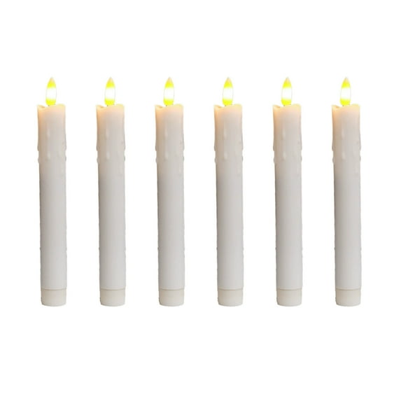 JeashCHAT 6 Pcs Flameless Taper Candles with Remote, Timer, Dimmer, 7.5 Inches Plastic White Led Fake Candlesticks with Flickering Flame for Fireplace Table Halloween Christmas Decoration