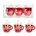 thumbnail image 1 of JeashCHAT 6 Pcs Red Christmas Coffee Mug Ornaments, Plastic Snowflake Milk Cap Beverage Cup Pendant Holiday Party Christmas Tree Decorations, 1 of 6