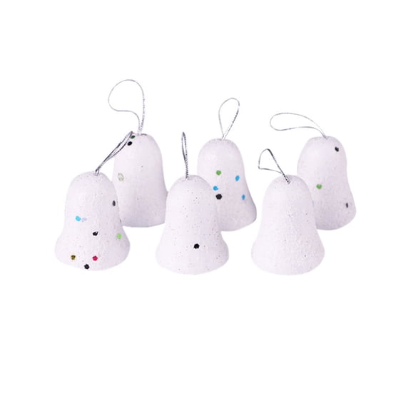 JeashCHAT 6 Pcs White Foam Christmas Bell Ornaments, Christmas Tree Decorations, Snow Bells Christmas Tree Ornaments Bell Shaped Hanging Pendant, 1.96"