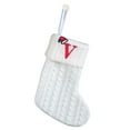 thumbnail image 1 of JeashCHAT 7 Inches Mini Cute Knitted Christmas Stocking Initial Monogram EmbroideWhite Xmas Stockings for Christmas Decorations Holiday Party Gift, White, Letter V, 1 of 2
