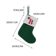 JeashCHAT 7 Inches Mini Cute Knitted Christmas Stocking Initial Monogram Embroidered Xmas Stockings for Christmas Decorations Holiday Party Gift, Green, Letter B