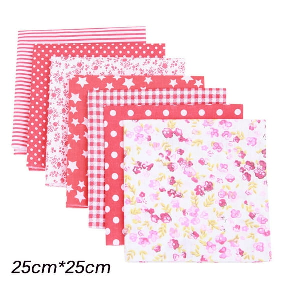 JeashCHAT 7 Pcs Cotton Fabric Bundles for Quilting Sewing DIY Square Patchwork Fabric Quilting Supplies Fabric Squares Patchwork Cushions, 10" x10"