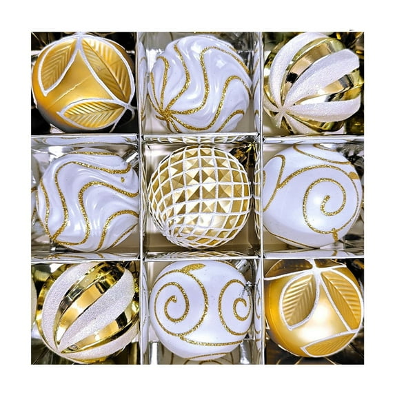 JeashCHAT 9 Pcs 2.36 Inch Christmas Tree Balls Ornaments, Colored Shatterproof Plastic Decorative Baubles Set for Xmas Tree Decor Holiday Party Wedding Decoration