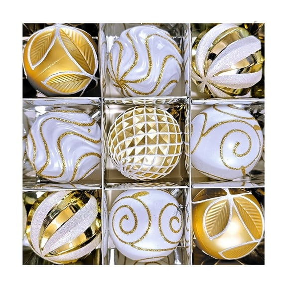 JeashCHAT 9 Pcs 2.36 Inch Christmas Tree Balls Ornaments, Colored Shatterproof Plastic Decorative Baubles Set for Xmas Tree Decor Holiday Party Wedding Decoration