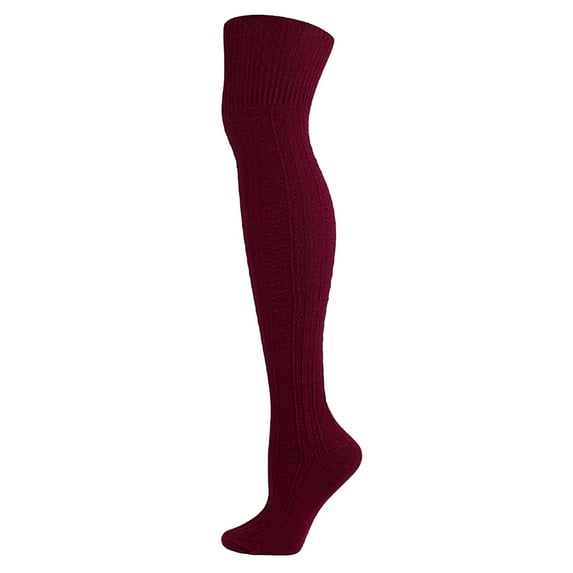 JeashCHAT Adult Women Knitting Solid Color Knee-High Socks Cotton Fashion Long Stockings