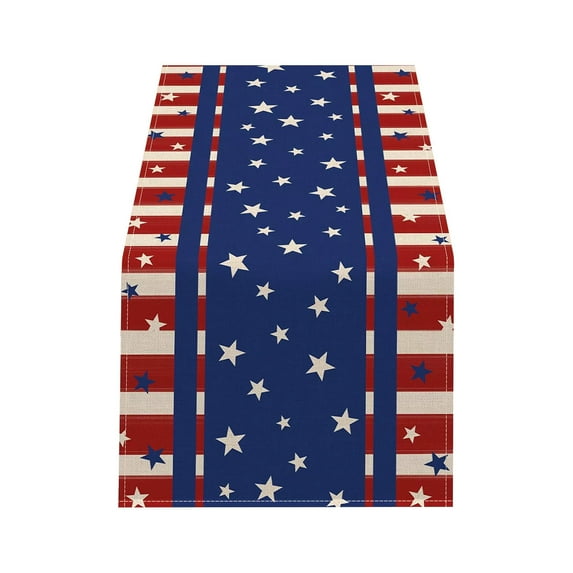 JeashCHAT American Flag 4th of July Table Runner, Stars and Stripes Patriotic Memorial Day Table Runner Independence Day Kitchen Dining Table Decoration for Home Party Decor 13 x 72 Inch