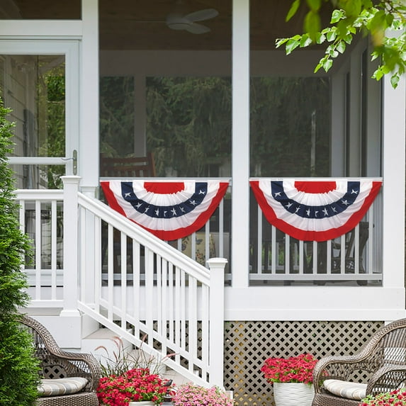 JeashCHAT American Pleated Fan Flag, Patriotic Half Fan Bunting Flag, Indoor Outdoor for 4th of July Decoration Memorial Day, 35.4 x 17.7 Inch