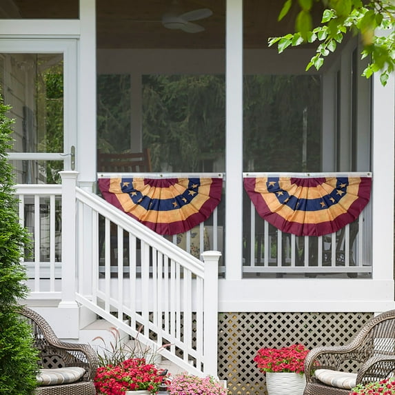 JeashCHAT American Pleated Fan Flag, Patriotic Half Fan Bunting Flag, Indoor Outdoor for 4th of July Decoration Memorial Day, 35.4 x 17.7 Inch