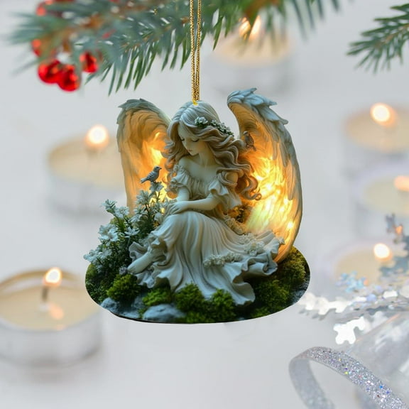 JeashCHAT Angel Christmas Ornaments, Religious Xmas Gifts, Beautiful Angel Pendant Christmas Tree Hanging Decorations Acrylic Hanging Ornaments for Car Backpack