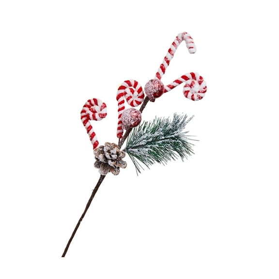 JeashCHAT Artificial Berry Picks, Christmas Pine Picks with Red Berries Pine Cones Candy Cane, Christmas Tree Decorations Holiday Floral Picks for Vase Flower Arrangements