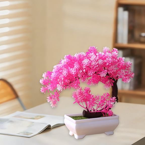 JeashCHAT Artificial Bonsai Tree Faux Plants Indoor Small Fake Plants Decor with Pots for Home Table Office Desk Bathroom Shelf Bedroom Living Room Decor, 7.87" x 7.87"