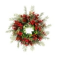 thumbnail image 1 of JeashCHAT Artificial Christmas Wreath for Front Door with Pine Needles Red Berries Green Leaves, Christmas Decorations for Home Office Wall Window Fireplace Winter Decor, 18", 1 of 6