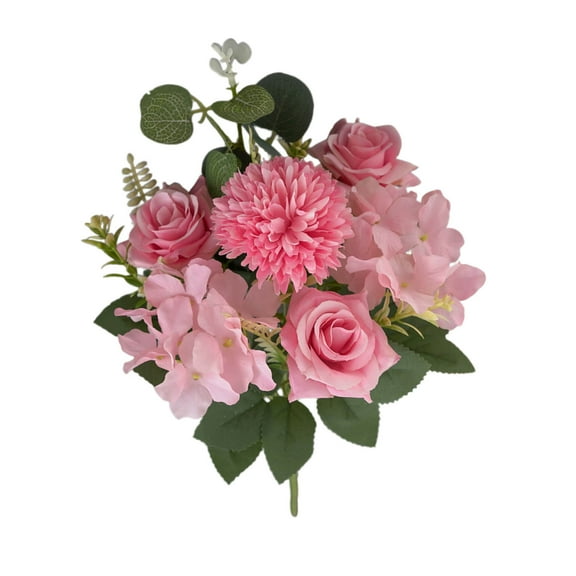 JeashCHAT Artificial Chrysanthemums Roses Flowers Silk Fake Flowers, Wedding Bouquet for Bride, 12.5inch Artificial Flowers with Stems for Home Vase Table Centerpiece, Pink