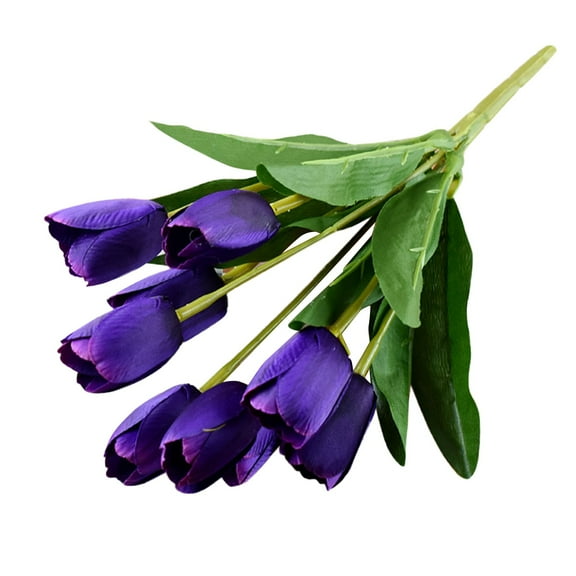 JeashCHAT Fake Tulips Flowers , 9 Heads Artificial Latex Tulips Flowers Bouquet, 12.4inch Tall Tulips with Stems for Home Vase Table Centerpiece Cemetery Decor