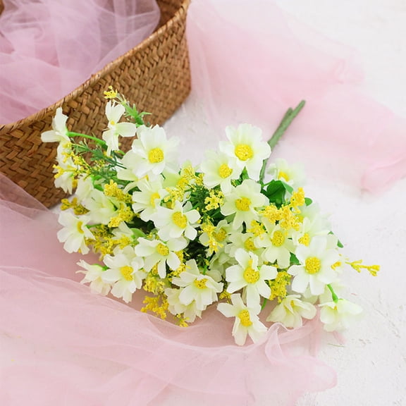 JeashCHAT Artificial Flowers Outdoor Spring Decoration Fake Silk Colorful Daisy UV Resistant Plants for Outside Home Planter Porch Patio Window Yard Decor