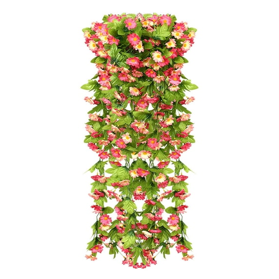 JeashCHAT Artificial Hanging Flowers Silk Daisies Vines Spring Summer Floral Bouquets with Green Leaves for Wedding Porch Indoor Outdoor Garden Patio Decor