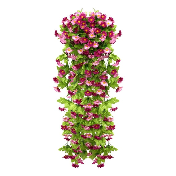 JeashCHAT Artificial Hanging Flowers Silk Daisies Vines Spring Summer Floral Bouquets with Green Leaves for Wedding Porch Indoor Outdoor Garden Patio Decor