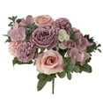 thumbnail image 1 of JeashCHAT Artificial Peony Hydrangea Flowers, 11.8" Silk Fake Flowers Roses Peonies Hydrangeas Bouquet for Home Office Vase Decor, Valentine's Day Wedding Party Decorations, 1 of 6