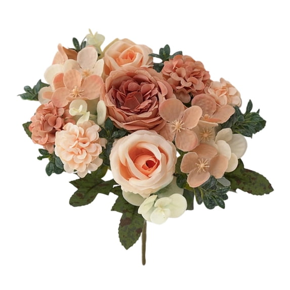JeashCHAT Artificial Peony Hydrangea Flowers, 11.8" Silk Fake Flowers Roses Peonies Hydrangeas Bouquet for Home Office Vase Decor, Valentine's Day Wedding Party Decorations
