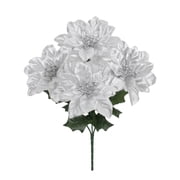 JeashCHAT Artificial Poinsettia Flowers Bouquet 11.8 Inch Realistic Christmas Flowers with Green Leaves, Faux Poinsettia Floral for Christmas Decorations Winter Holiday Table Centerpiece