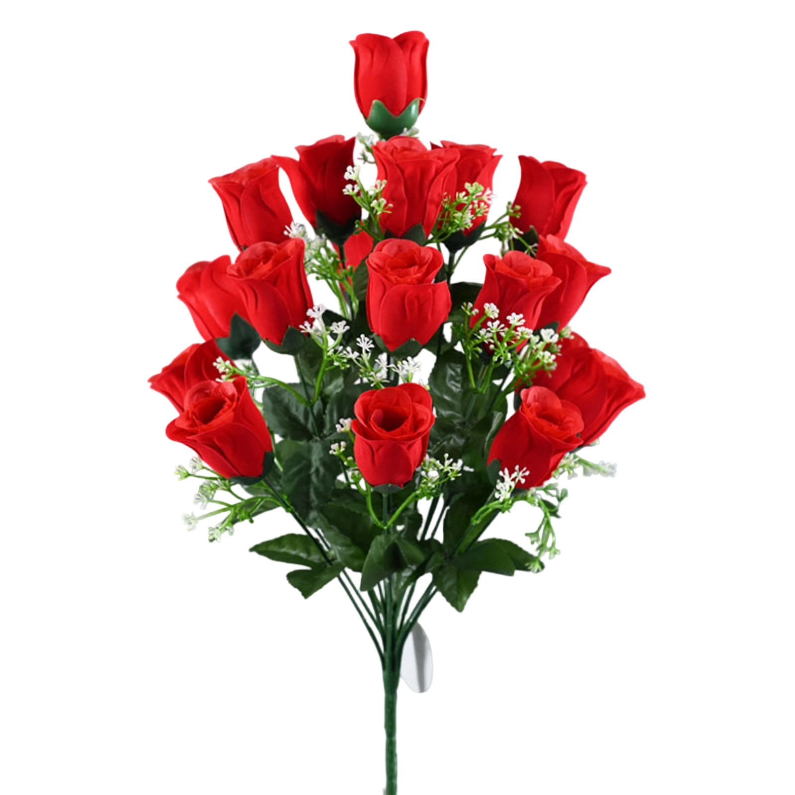 JeashCHAT Artificial Rose Bouquet, 18 Heads Fake Red Roses Flowers ...