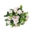 thumbnail image 1 of JeashCHAT Artificial Roses Flowers Bouquet 13.7" Fake Flowers Silk Roses Flowers for Wedding Party Valentine's Day Home Table Decor, Purple, 1 of 6