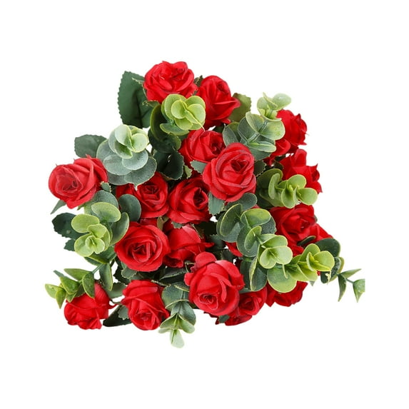 JeashCHAT Artificial Roses Flowers Bouquet 13.7" Fake Flowers Silk Roses Flowers for Wedding Party Valentine's Day Home Table Decor, Red