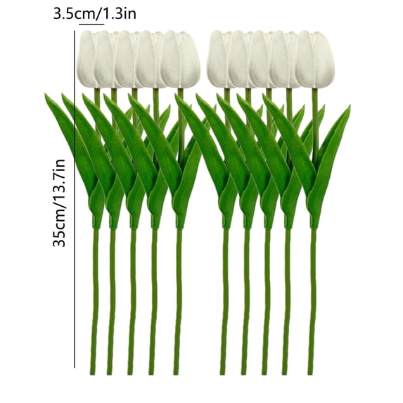 JeashCHAT Artificial Tulips Set of 10 Stems, Fake Flowers Tulips Faux Flowers for Spring Home Decorations Table Vase Arrangement Wedding Bouquet, 13.78inch Beige