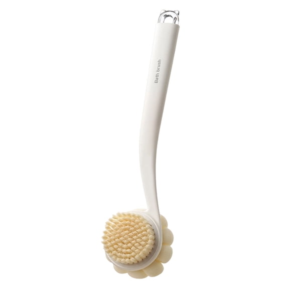 JeashCHAT Back Scrubber Shower Body Brush with Bristles and Loofah, Bath Mesh Sponge with Curved Long Handle, Body Exfoliator for Bath or Dry Brush