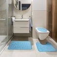 thumbnail image 1 of JeashCHAT Bathroom Rug Set 3 Piece - Includes Bath Mat, U-Shaped Contour Toilet Rug, Toilet Lid Cover - Ultra Soft Non Slip Absorbent Memory Foam Toilet Bath Mat Set (Sky Blue), 1 of 3
