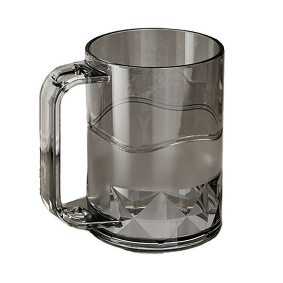 JeashCHAT Bathroom Toothbrush Cup with Handle Clear Plastic Toothbrush Holder Mouthwash Cup Reusable Bathroom Tumbler Cup, Gray