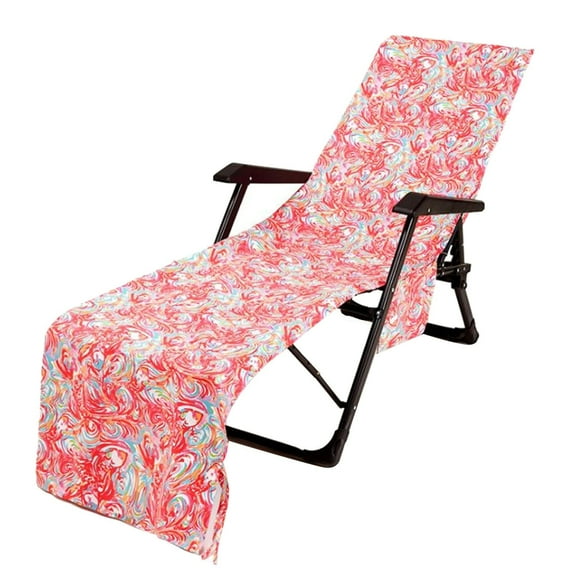 JeashCHAT Beach Chair Cover Printed Beach Towel Polyester Cotton Lounge Chair Towel