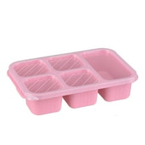 JeashCHAT Bento Box Lunch Box 5 Compartment Meal Prep Containers for Adults, Reusable Stackable Food Storage Snack Containers for Work, Picnic, and Travel (1 Pc, Pink)
