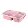 thumbnail image 1 of JeashCHAT Bento Lunch Box 3-Compartment Meal Prep Container for Adults, Reusable Fruit Vegetable Snack Food Storage Containers for Work Picnic and Travel with Transparent Lids, Pink, 1 of 2