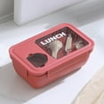 thumbnail image 1 of JeashCHAT Bento Lunch Box for Adults, Built-in Plastic Utensil Set and Sauce Small Box, 2 Compartment Food Containers for Work Travel, 1100ml, Red, 1 of 3