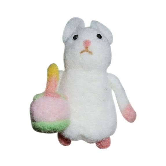 JeashCHAT Birthday Mouse with a Birthday Cake, Cute Christmas Mouse Ornament Handmade Mouse Decorative Mouse Figurine for Home Decor Gifts