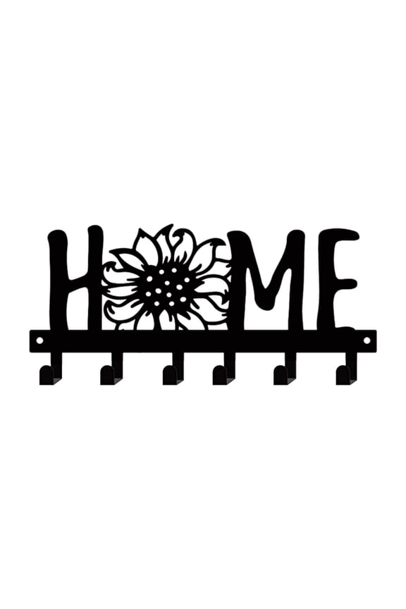 Black Metal Key Chain Sunflower Home Wall Hook Multipurpose Porch Lobby Bedroom Hook