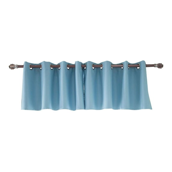 JeashCHAT Blackout Curtain Valances , Grommet Kitchen Window Treatment Valances, Solid Color Short Curtains for Living Room Bedroom Bathroom Decor, 1 Panel, 14"x29", Blue