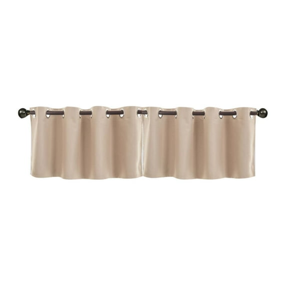 JeashCHAT Blackout Curtain Valances , Grommet Kitchen Window Treatment Valances, Solid Color Short Curtains for Living Room Bedroom Bathroom Decor, 1 Panel, 14"x29", Beige