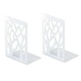 thumbnail image 1 of JeashCHAT Book Ends , 1 Pairs White Metal Non-Slip Book Ends for Shelves, Decorative Tree Shadows Bookends for Heavy Books, Book Stoppers for Office Home School, 1 of 7