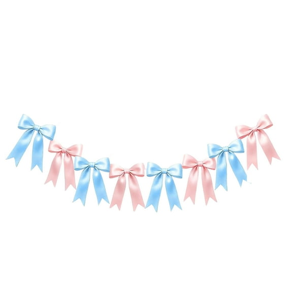 JeashCHAT Bows Garland Banner, 78.74 Inch Pre-Strung Satin Ribbon Bow Garland for Valentine's Day Wedding Birthday Party Anniversary Bridal Shower Graduation Christmas Decorations
