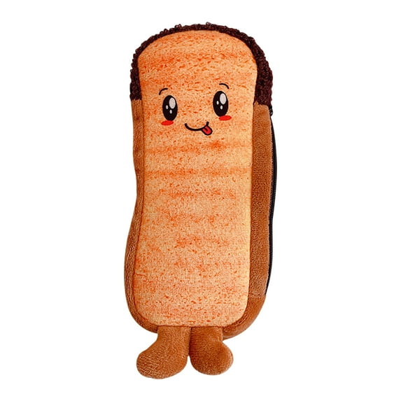 JeashCHAT Bread Plush Pencil Case , Super Cute Soft Simulation Bread Shape Pencil Pouch, Creative Zipper Stationery Pouch for Office, Home