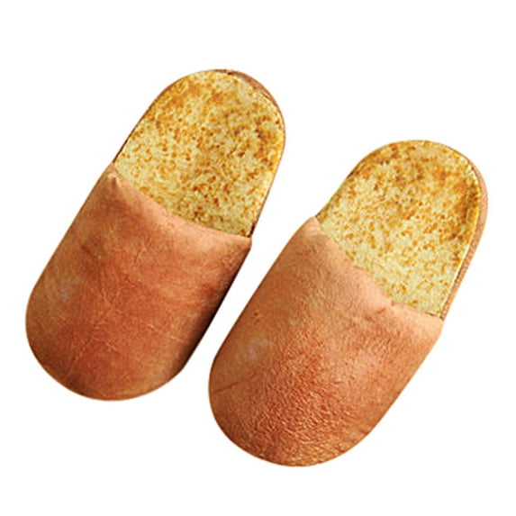JeashCHAT Bread Slippers Adult Autumn Winter Slippers Warm House Slippers Slip On Memory Foam Slippers Indoor Comfy Soft Slippers